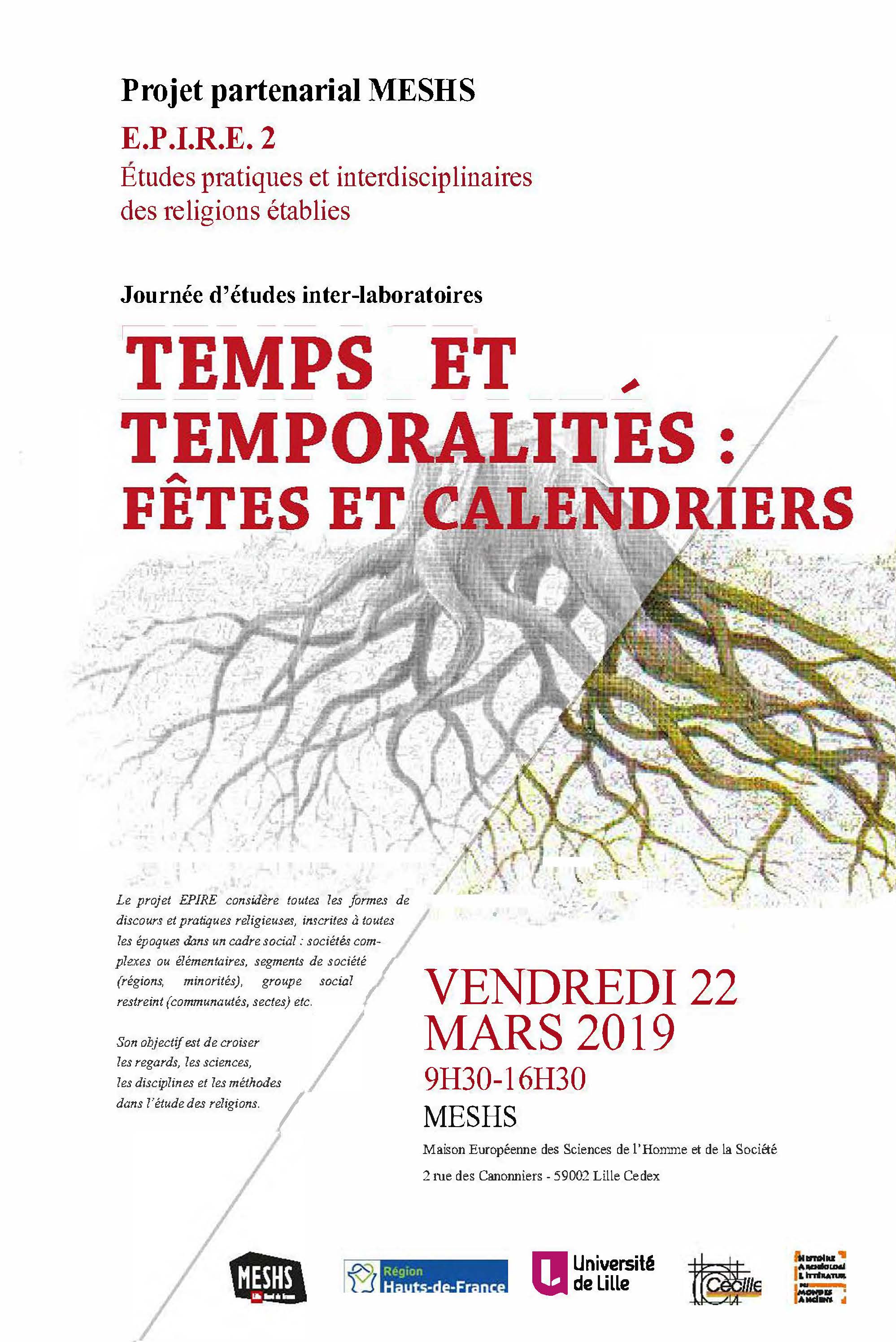 Affiche JE Epire Temps et temporalites 22 mars 2019